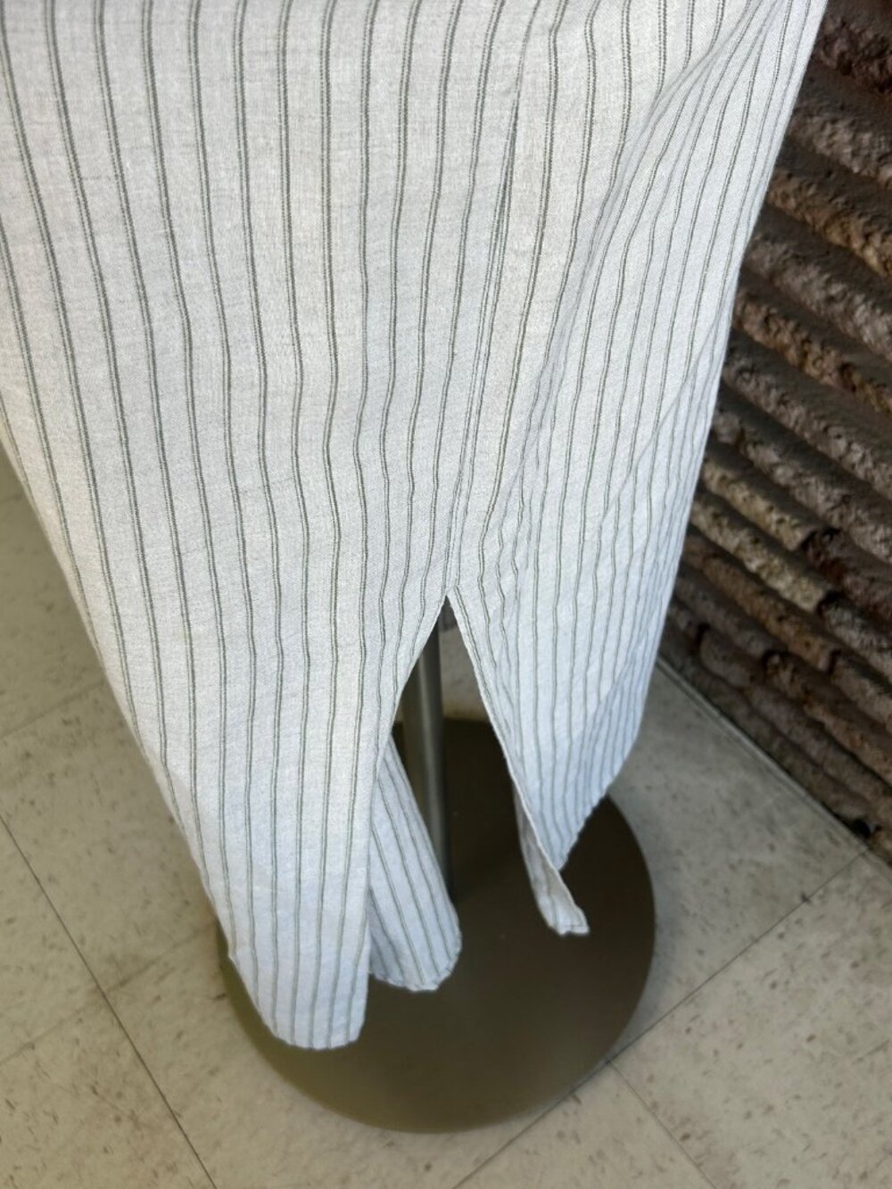 Venezia Sleeveless Shift Maxi Dress Green Striped Linen Blend Size 14/16 - Picture 5 of 9